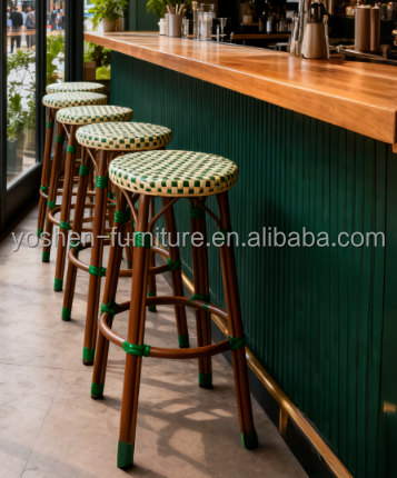 Elegant Vintage Rattan Bar Stools for Kitchen Lsland French Country Cane Back Counter Stools