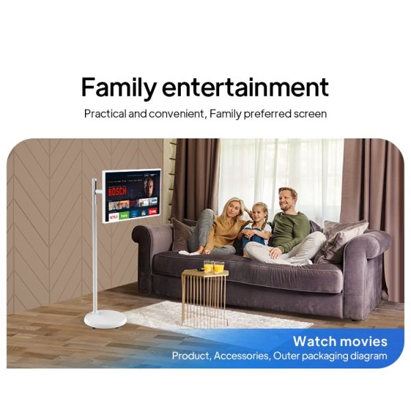 MJK 32-Inch Full HD 1080p Backlit LCD Portable TV with Built-in Battery Interactive for Family Movie and Singing