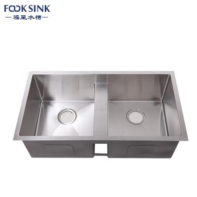 33 '' dissipador de aço inoxidável da baixa partilha de X10 X18, banca da cozinha dobro durável da bacia