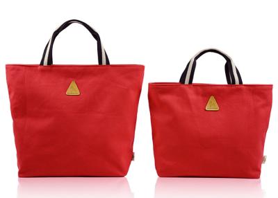 Solid Color Ladies Canvas Bags , Womens Canvas Handbags With Stripe Handle