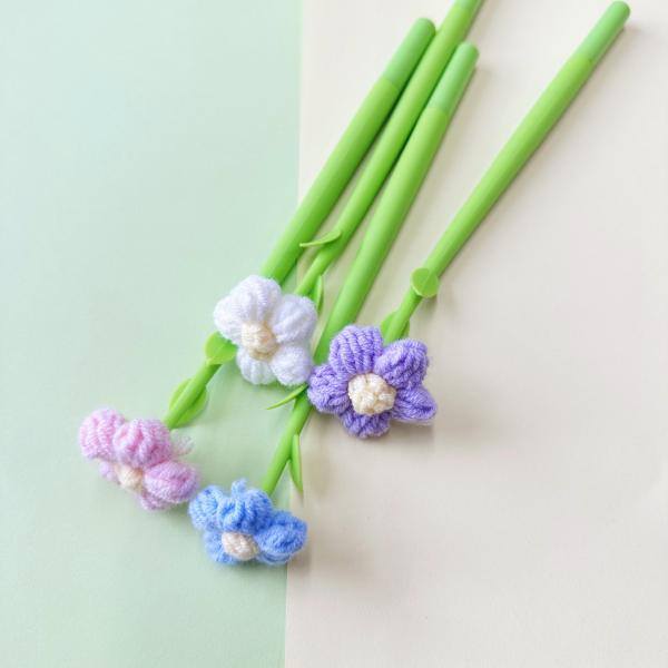 New Silicone Lucky Daisy Neutral Pen Knitted Flowers Creative Gel Ink Pens