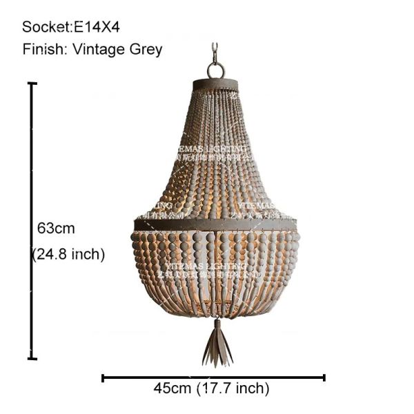 Gold Chandelier Wooden Beaded Lighting Fixture Fringe Hanging Light Silas Chandelier (WH-AP-652)