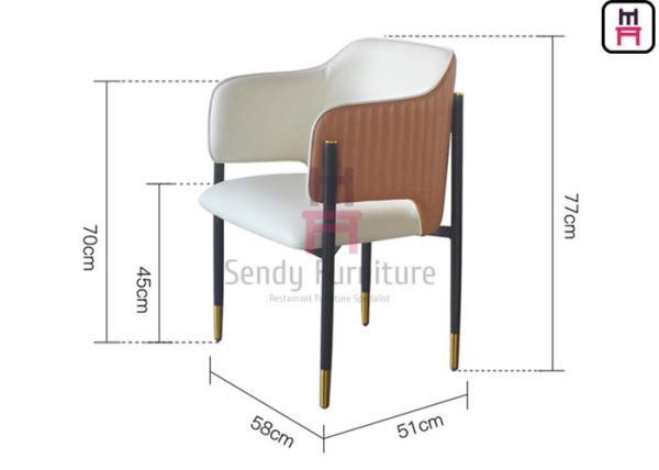 0.33cbm Tufted Open Back Leather Chair Metal Frame With Armrests