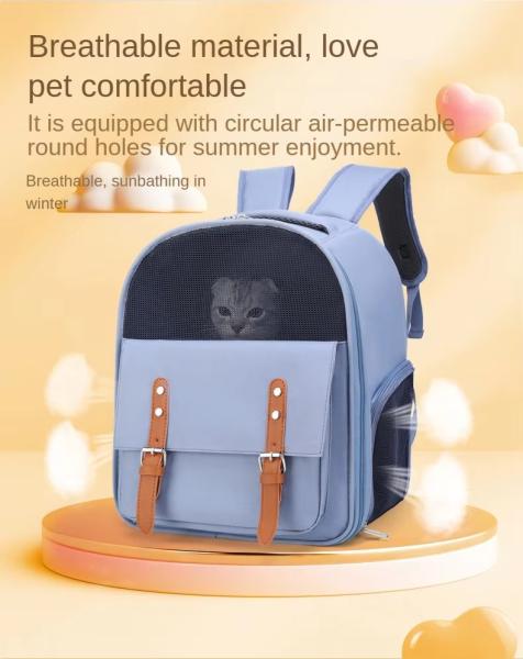 Large Capacity Breathable Pet Backpack Oxford Travel Cat Backpack