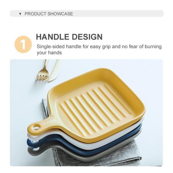 The Nordic Style Ceramic Baking Dishes with Single Handle 5CM Size and Custom Logo