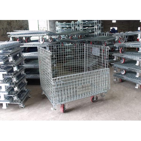 Тяжелая гальванизированная металлическая кладовая клетка / складная проволочная сетка контейнер для ношения