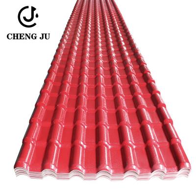 Red Color Bamboo Joint Waterproof Resinvilla Tile PVC Glazed Roofing Tile