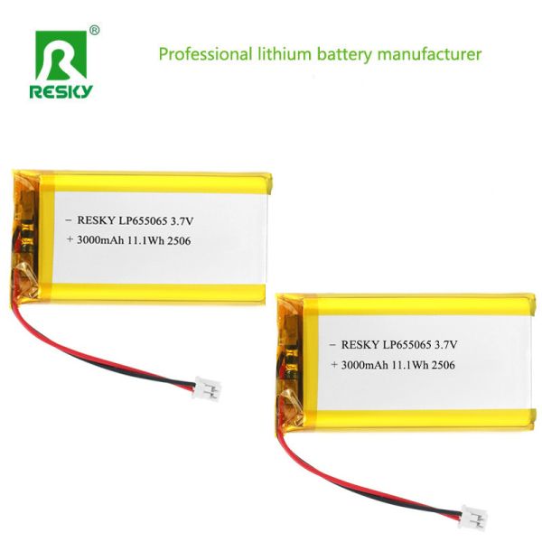 Square Lipo Battery 655065 3000mAh 3.7V 11.1wh Power Rechargeable Lithium Polymer Battery Pack