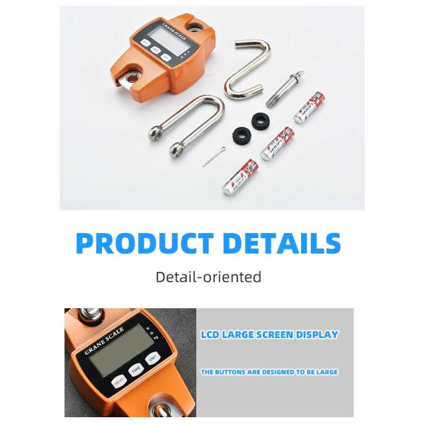 LCD Display Portable Digital Scale Heavy Duty Hanging Crane Scale 300kg Capacity OEM ODM Supported for Weight Measurement