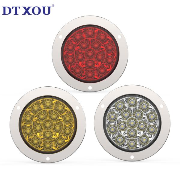 12 V Round Led Tail/rear Position Stop Reverse Dynamic Static Dc 10-30v Trailer Lamp Lights