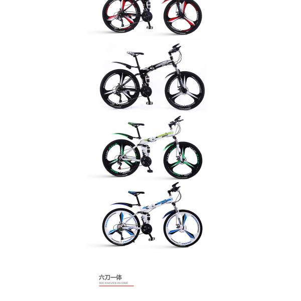 Noir Rouge/Blanc Bleu/Noir Argent/Blanc Vert Vélo de montagne pliable Pleine suspension 24/26/29 pouces Vélo en acier au carbone