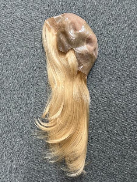 Perruques médicales naturelles en silicone, blondes, pour la perte de cheveux médicale