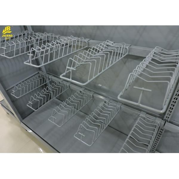 Large Scale Supermarket Storage Racks With Fence Cold Rolled Steel Dark Gray