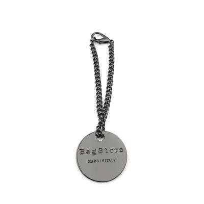 Custom Logo Metal Hanging For Handbag Metal Logo Round Metal Tags Gunmetal Engraved