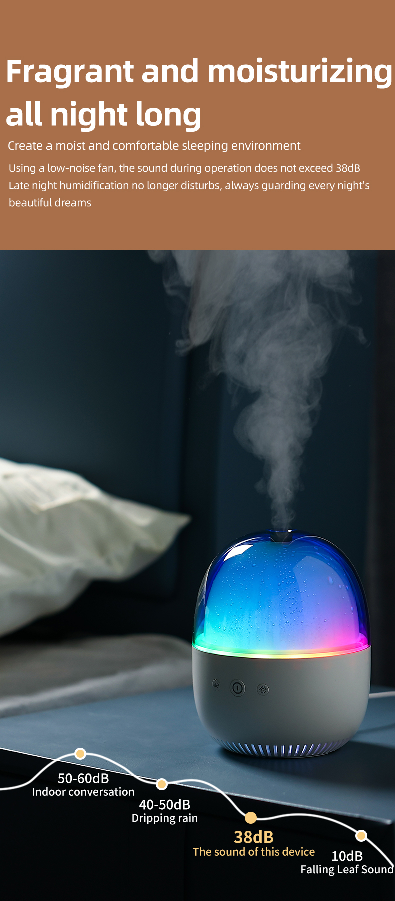 Factory Direct Essential Oil Ultrasonic Aroma Diffuser with 7 Color Changing LED Lights 200ml Tank for Home Office