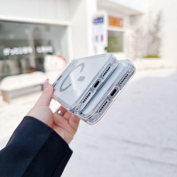 Transparent MagSafe-Compatible Shockproof Phone Case for Wireless Charging and Daily Protection