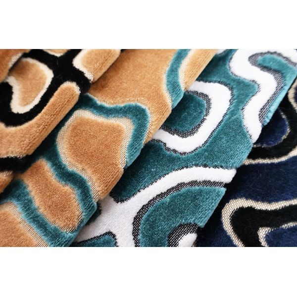 Abstract Curved Pattern Jacquard Velvet Fabric For Sofa