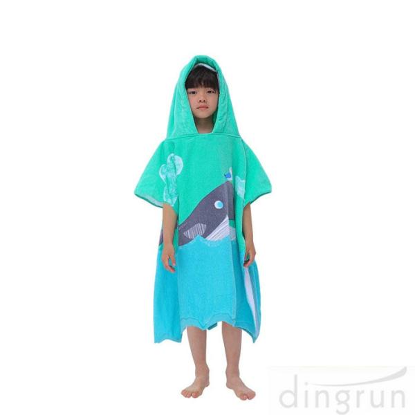 Cute Dolphin Hooded Poncho Beach Towel Reactive Printed For Girls & Boys