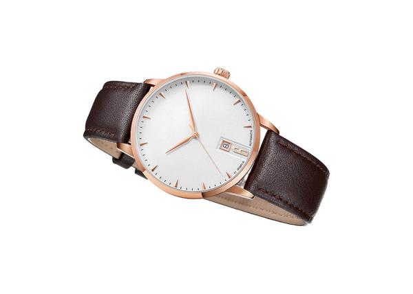 Stainless Steel Thinnest Automatic Watches Genuine Leather Strap SS Back Cover