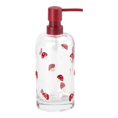 Clear Glass Bath Soap Dispenser With Lotso Color Mushroom Pattern Hand Soap Bottle Dispenser