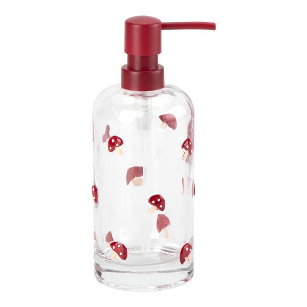 Clear Glass Bath Soap Dispenser With Lotso Color Mushroom Pattern Hand Soap Bottle Dispenser