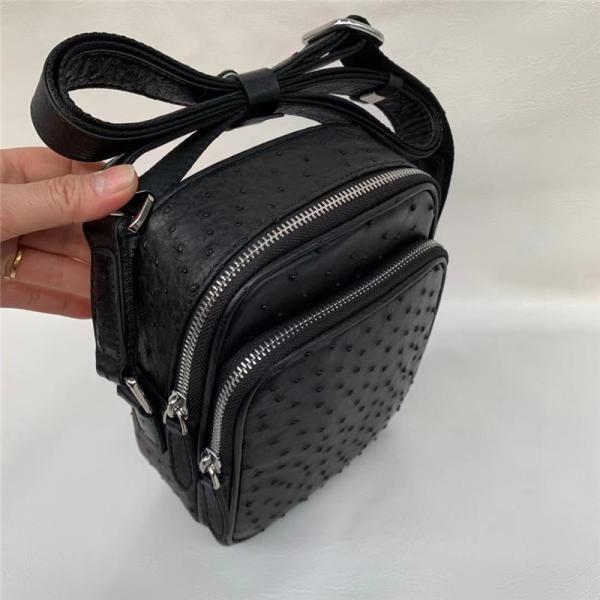 Authentic Real True Ostrich Skin Men Small Leisure Purse Genuine Leather Shoulder Bag Male Casual Mini Crossbody Bag