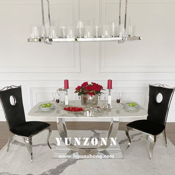 Modern Luxury U-Shape Dining Tables and Chairs Stainless Steel for Living Room or Events & Weddings