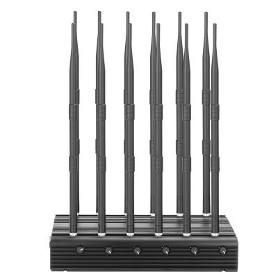 Multifunctional 12 antennas jammer shielding all 2G 3G 4G 5G WIFI GPSL1 LOJACK signals with 70 meters blocking distance