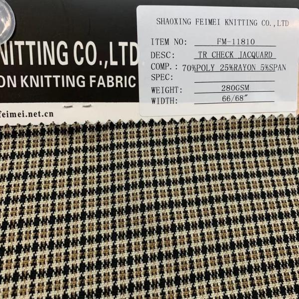 New Design Fancy 70%Poly 25%Rayon 5%Span TR Check Knit Jacquard Fabric for Suits and Apparel and Clothes