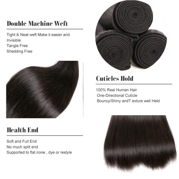 Extensões para breve cabelo do cabelo de Dyeable das mulheres, extensões longas do cabelo preto da dupla camada
