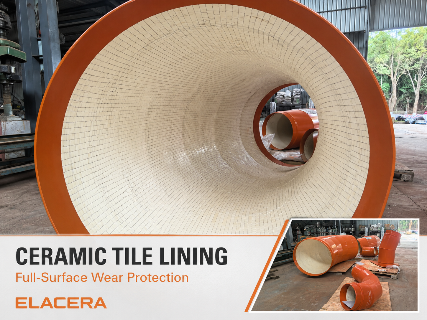 Large Diameter Ceramic Lined Pipe Transition for Abrasive Powder Conveying