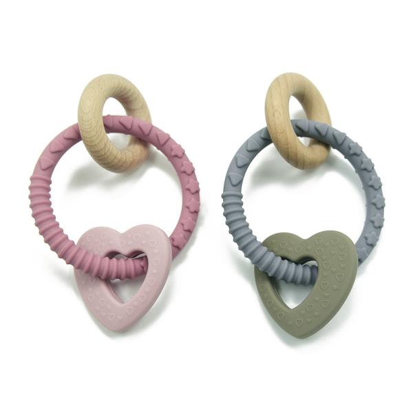 Infant Natural Montessori Silicone Wood Teether Sensory Chew Bracelet