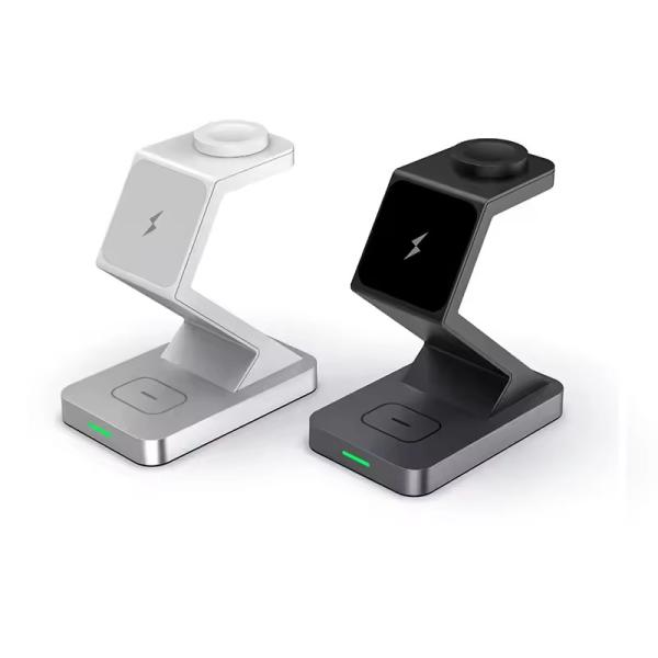 500PC Free Logo Service 3 In 1 Charging Station With Magnetic Wireless Charger Pad