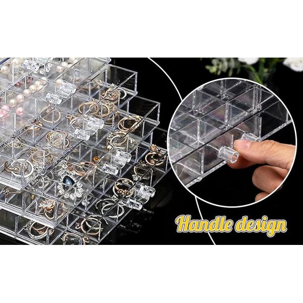 Clear Jewelry Organizer, Durable Jewelry Box With 5 Drawers, Jewelry Organizer Box, Earring Jewelry Organizer