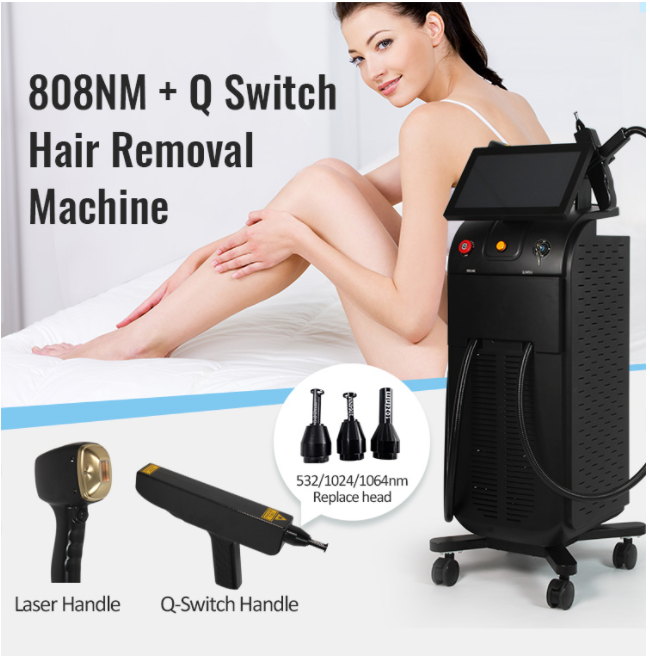 2 In 1 Diode Laser Hair Removal Equipment Triple Waves Pico Laser Tattoo Removal Machine