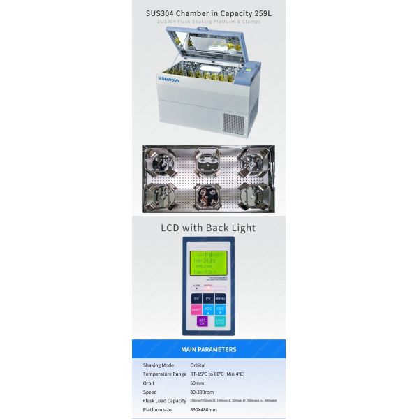 300RPM Refrigerated Orbital Linear Laboratory Shaking Incubator HS-4022D with 50mm Orbit