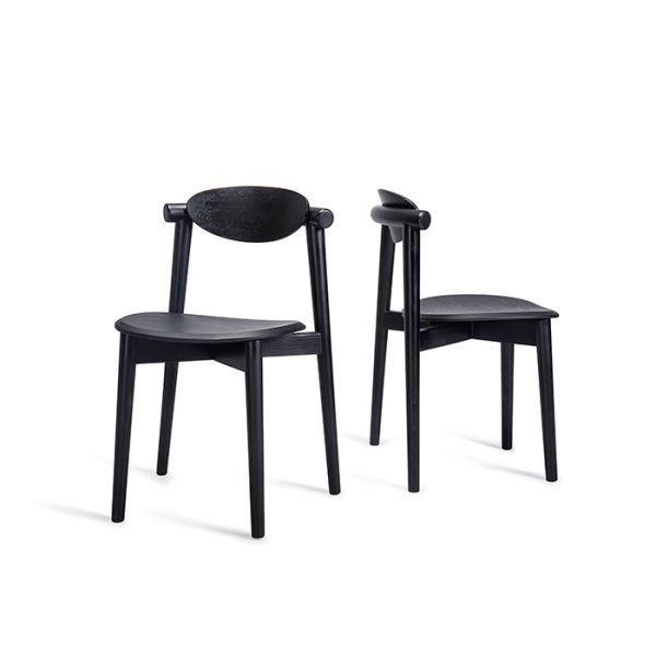 Black Open Finish Solid Wood Restaurant Chair Armless Bistro Seat For Cafe