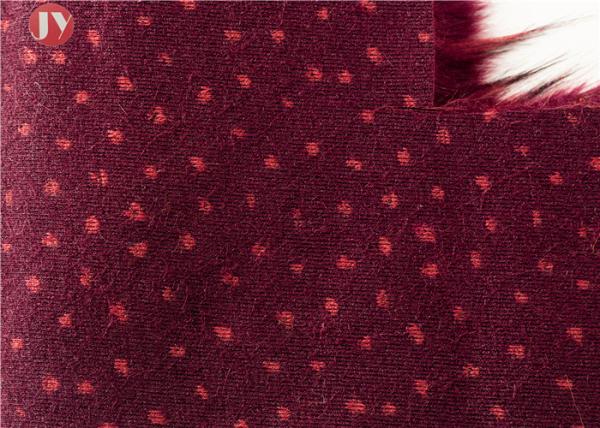 Acrylic Luxury Fur Fabric With 75mm Wine Red Flecks Healthy Dyeing Environmental