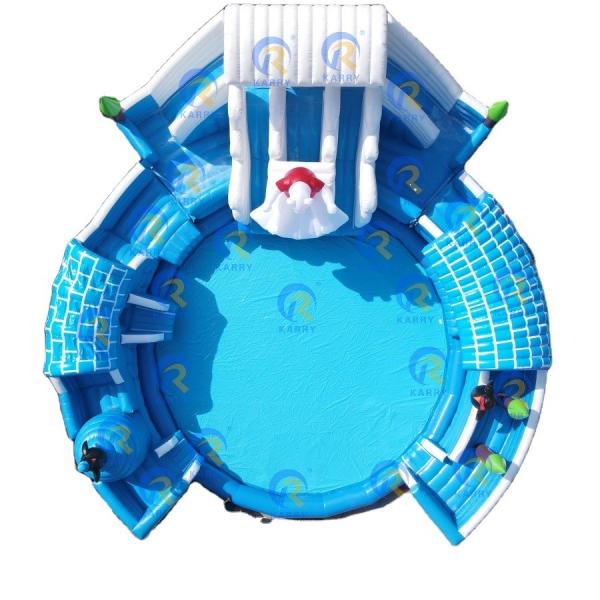 Enjoy Indoor Water Fun with 5-10 Passenger Inflatable Water Slide and Large Round Pool