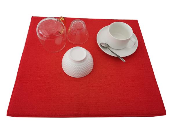 Red Quick Dry Dish Rack Dry Pad Microfiber Draining Sink Dish Drying Mat