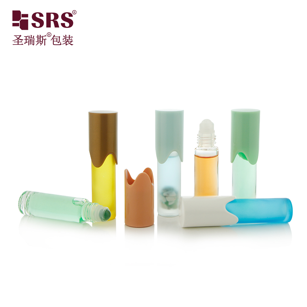 BLPY 10ml Empty Glass Roll On Bottle with Special Shaped Cap for Essential Oil