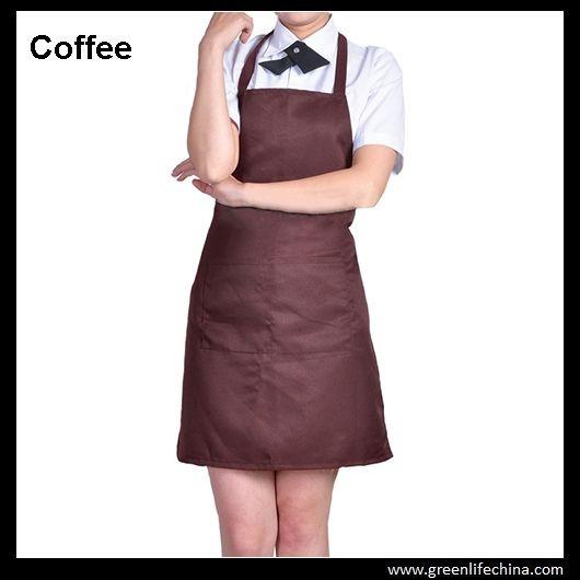 Dirty resistant coffee color unisex working apron with 2pockets for coffee shop waiters