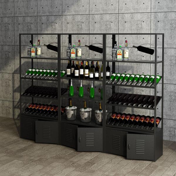 Stackable Wine Wall Cabinet Customized Bar Metal Glass Wine Storage Rack for Display