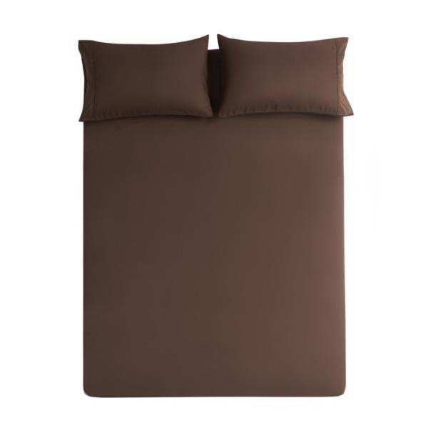 Double / Queen Size 4 Piece Bedding Set Solid Coffee Color For Bedrooms