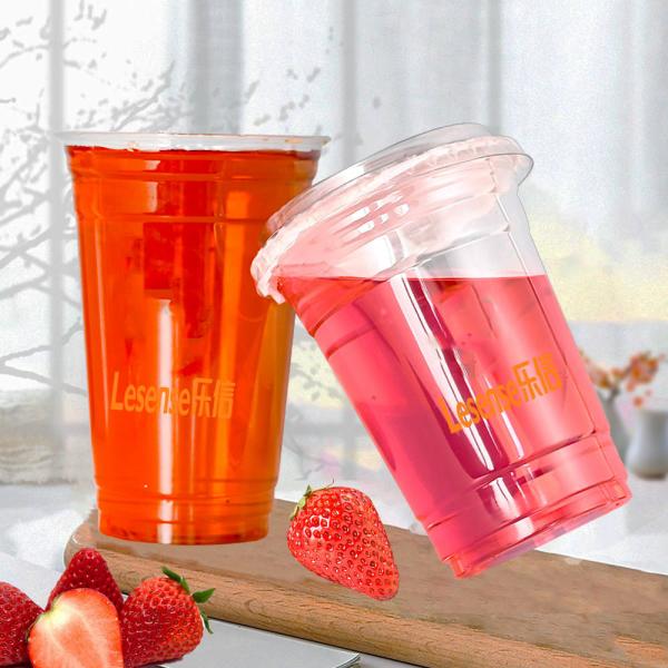 Logo imprimé sur mesure Clair 16 oz 32 oz 98 mm PET Transparent Gobelets en plastique jetables à boire froid