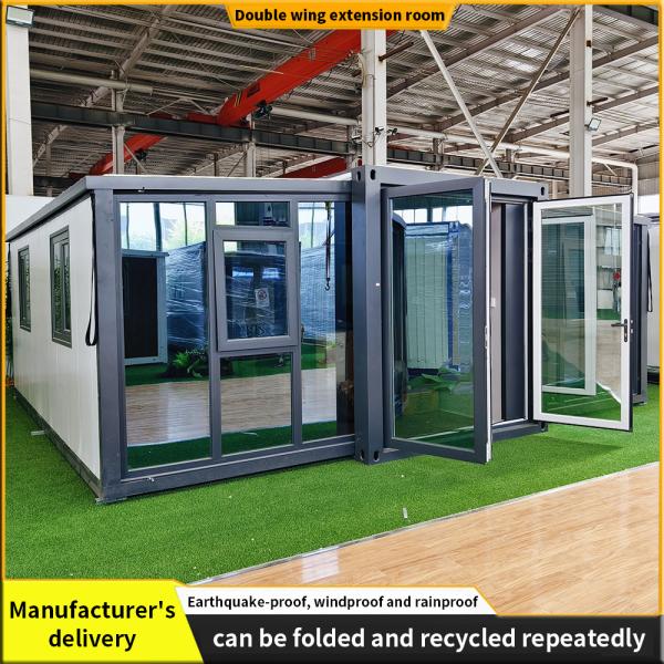 Double wing folding room triple area decoration can be expanded removable mobile container house mobile house