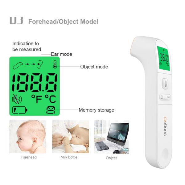 Baby Rohs Infrared Forehead Thermometer 3~5cm Test Distance 9 Sets Of Memory