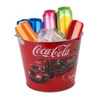 Decoración navideña pequeñas latas redondas de metal galvanizado cubo de lata con pintura a todo color