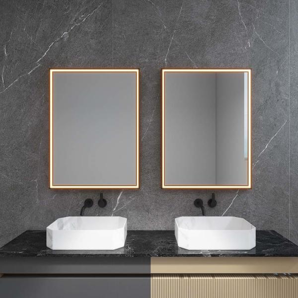Luz de espejo de baño LED de tamaño personalizado con control táctil de sensor de brillo regulable y función antivaho para hoteles y proyectos de renovación del hogar