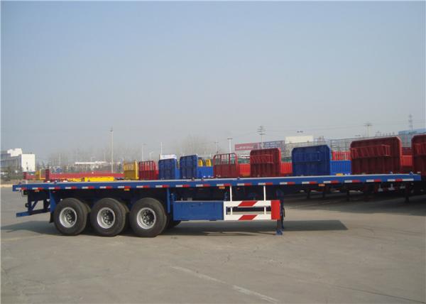 Carbon Steel Flatbed Semi Trailer 40000kg With Dual Line Braking System